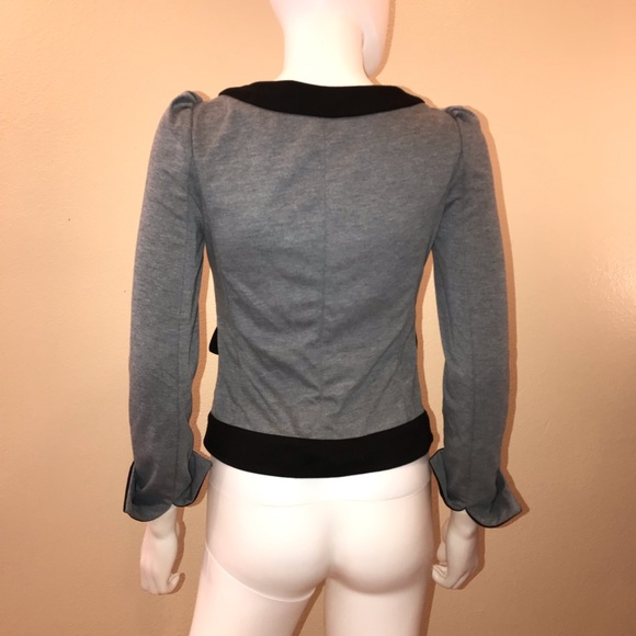 TCEC Blazer Jacket Grey Black Slim Fitted Cropped - Picture 3 of 15